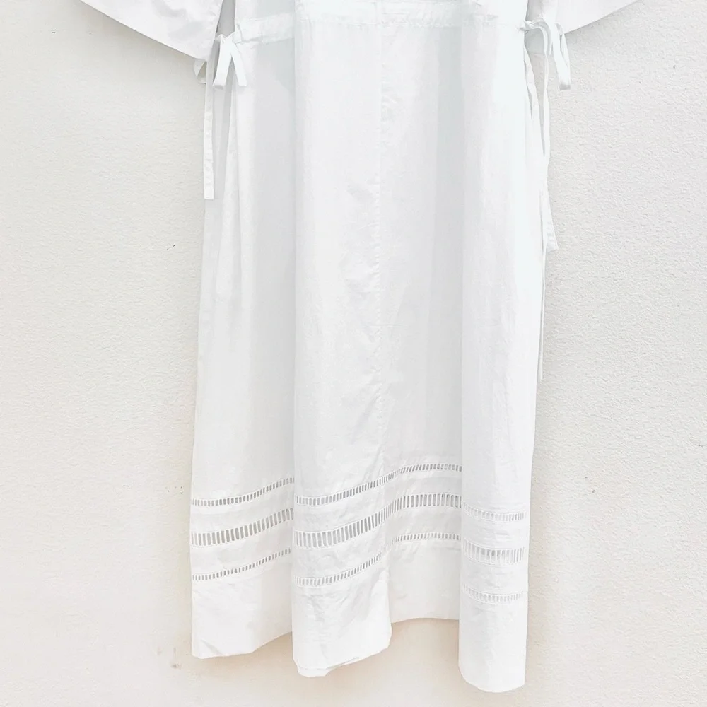 NWT Everlane The Lace Trim Caftan Dress Size: Medium Color: White - Picture 9 of 16